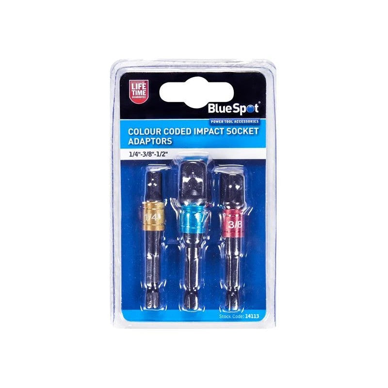BlueSpot Tools Colour-Coded Impact Socket Adaptor Set, 3 Piece - 14113