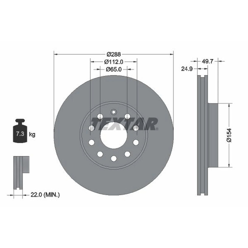 Textar 2 x Front Brake Discs 92120805