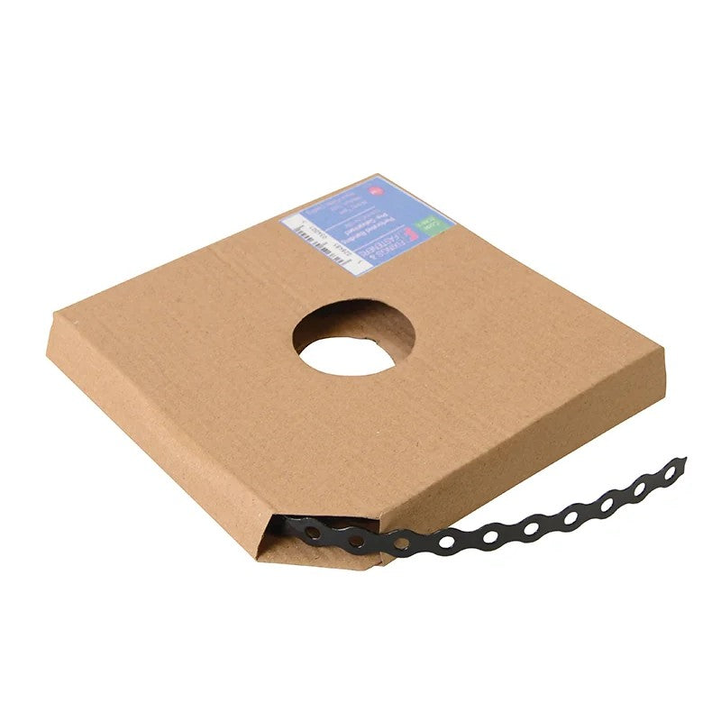 ForgeFix Black Plastic Coated Pre-Galvanised Band x 0.8 x 10m Box 1 12-17mm