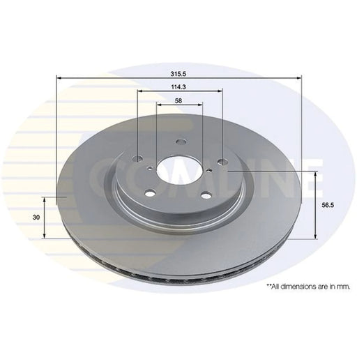 Comline 2 x Internally Vented Front Brake Discs ADC5036V