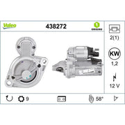 Valeo Starter Motor 12V 1.2kW 9 Teeth 438272