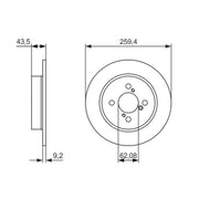 Bosch 2 x Solid Rear Brake Discs 0 986 479 792