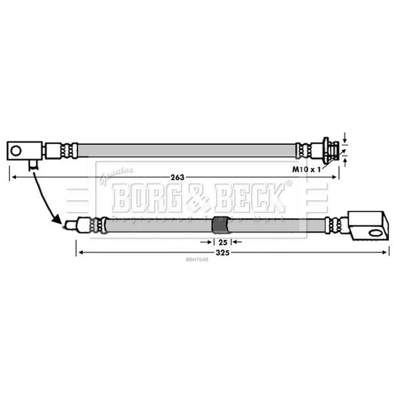 Borg & Beck Brake Hydraulic Hose Line Front Left BBH7648