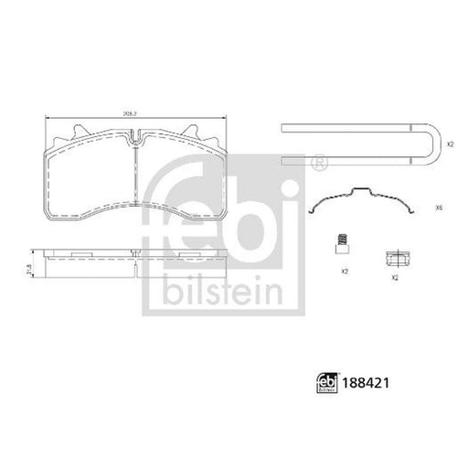 Febi Front Brake Pad Set 188421