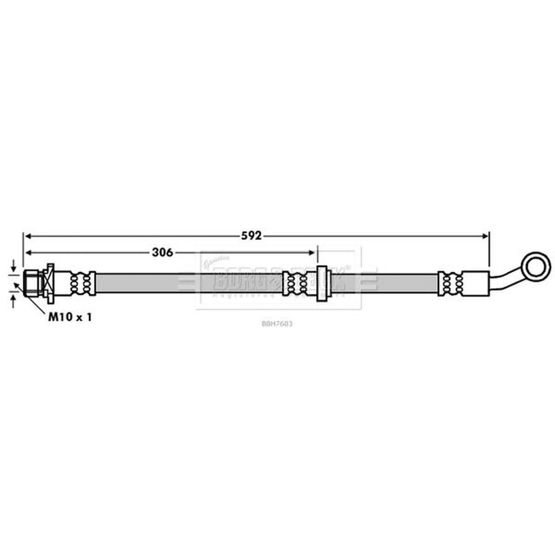Borg & Beck Brake Hydraulic Hose Line Front Left BBH7603