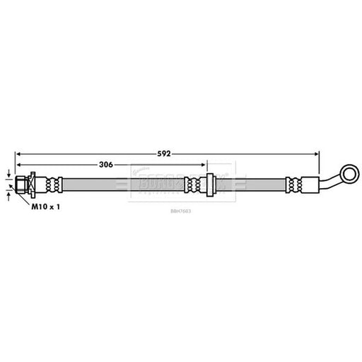 Borg & Beck Brake Hydraulic Hose Line Front Left BBH7603