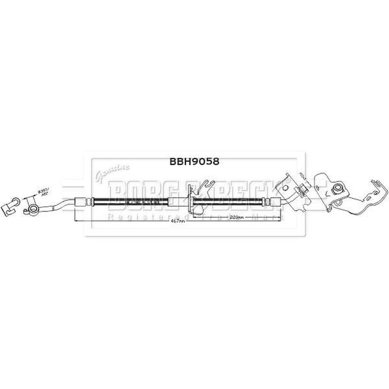Borg & Beck Brake Hydraulic Hose Line Front Left BBH9058