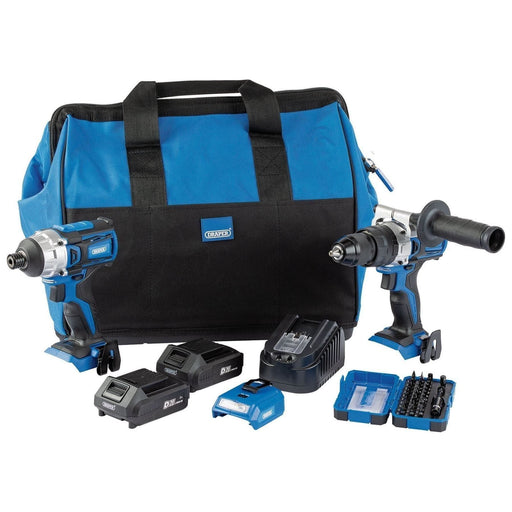 Draper D20 Fix 'N' Go Kit (2 Piece), 2 x 2.0Ah Batteries, 1 x Charger, 1 x Bag Draper  - Town Parts