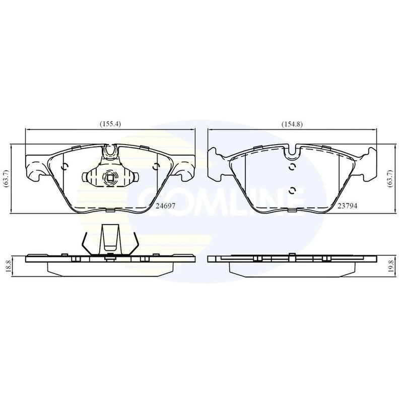 Comline 4 x Front Brake Pad Set CBP06075