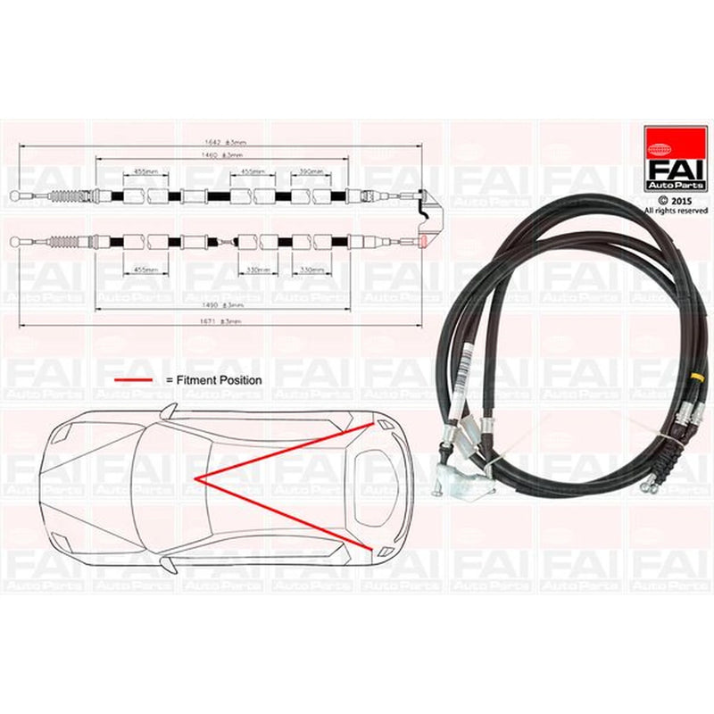 FAI Handbrake Cable Left Rear FBC0156