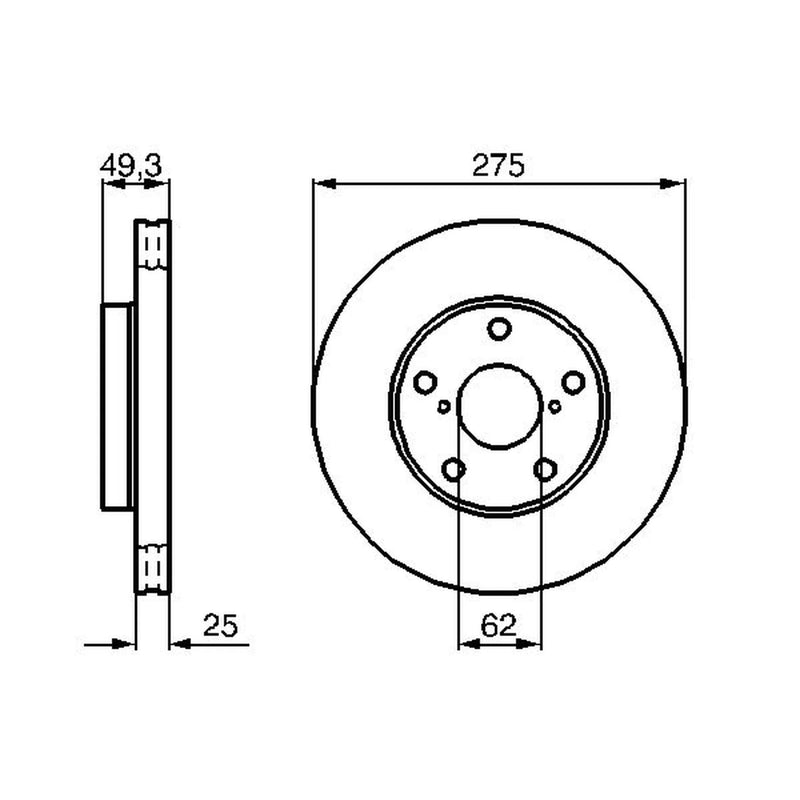 Bosch 2 x Vented Front Brake Discs 0 986 479 111