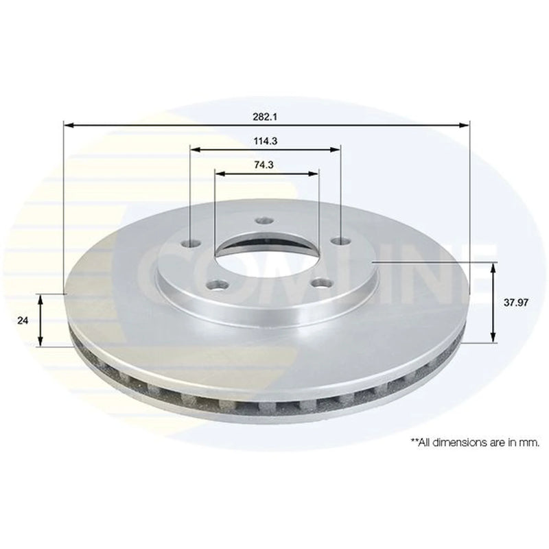 Comline 2 x Internally Vented Front Brake Discs ADC2306V