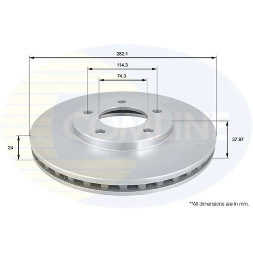 Comline 2 x Internally Vented Front Brake Discs ADC2306V