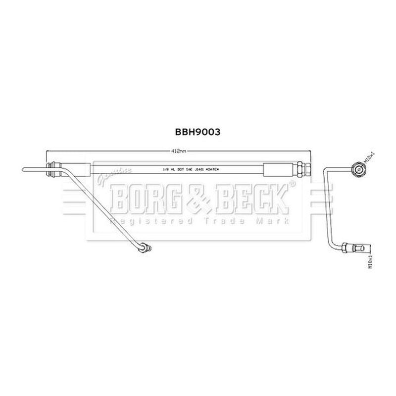 Borg & Beck Brake Hydraulic Hose Line Front Left BBH9003