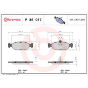 Brembo 4 x Rear Brake Pad Set P36017