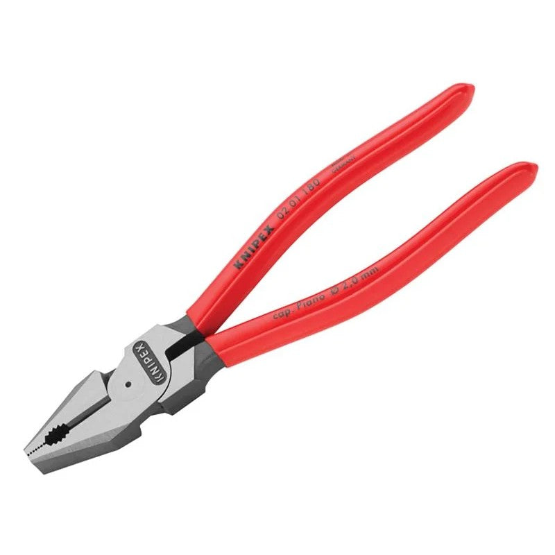 KNIPEX 02 01 180 High Leverage Combination Pliers Plastic Coated Grip 180mm