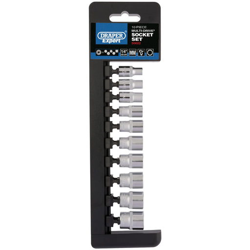 Draper Expert Socket Set, Multi-Drive® 10 Piece 1/4" Sq. Dr.