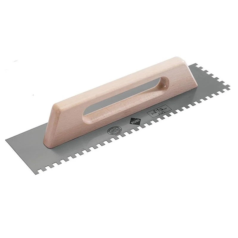 RUBI TILING TOOLS Notched Steel Trowel Wooden Handle 19in - 75962