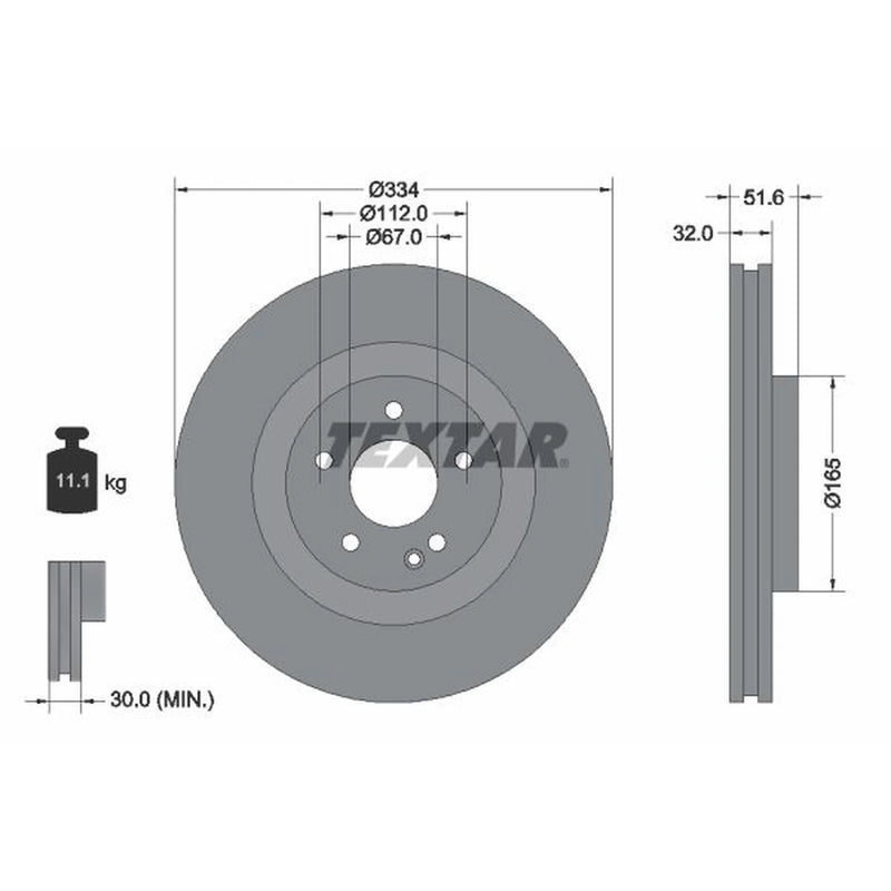Textar 2 x Internally Vented Front Brake Discs 92151705