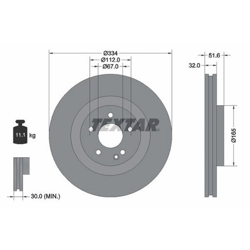Textar 2 x Internally Vented Front Brake Discs 92151705