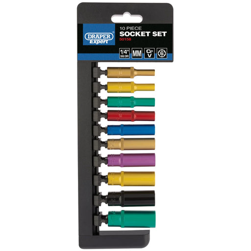 Draper Expert Socket Set, 1/4" Sq. Dr., 10 Piece