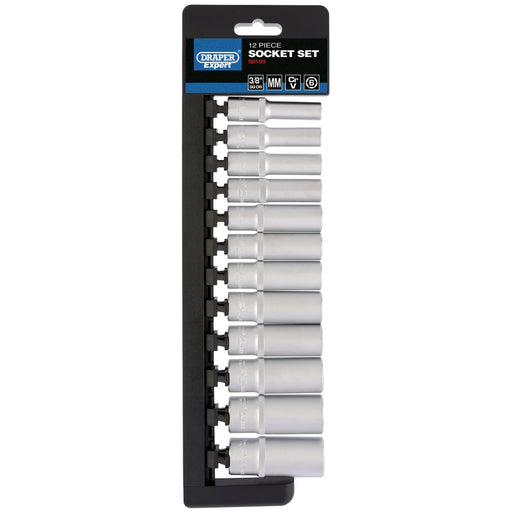 Draper Expert Metric Deep Socket Set, 12 Piece, 3/8" Drive