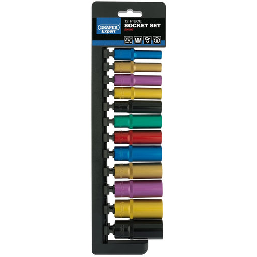 Draper Expert Socket Set, 3/8" Sq. Dr., 12 Piece