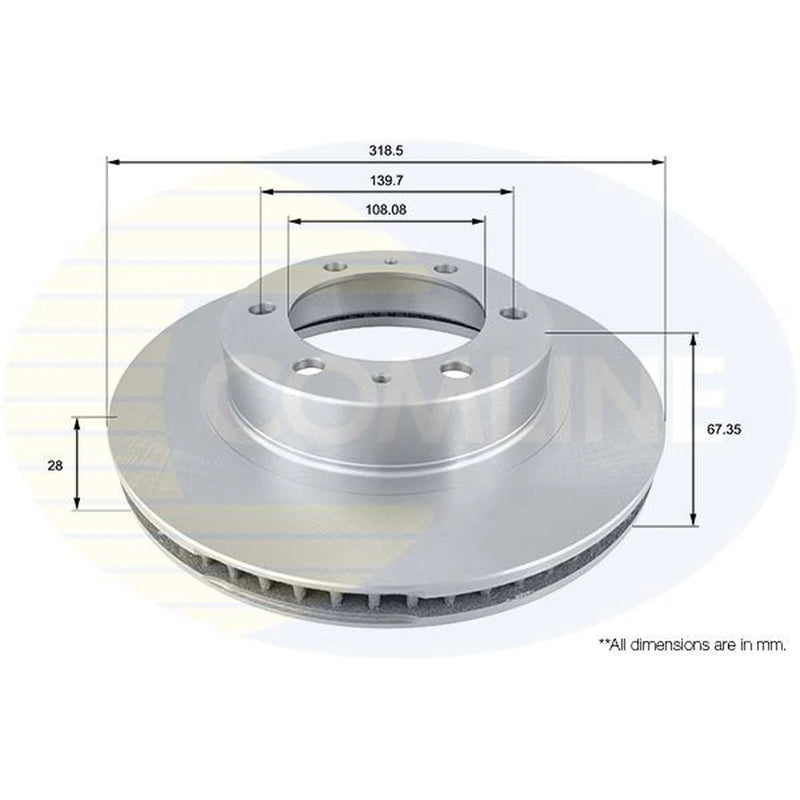 Comline 2 x Internally Vented Front Brake Discs ADC2509V