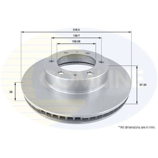 Comline 2 x Internally Vented Front Brake Discs ADC2509V