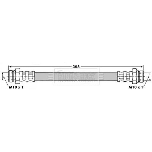 Borg & Beck Brake Hydraulic Hose Line Rear Left BBH6807