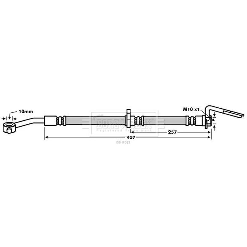 Borg & Beck Brake Hydraulic Hose Line Front Right BBH7683