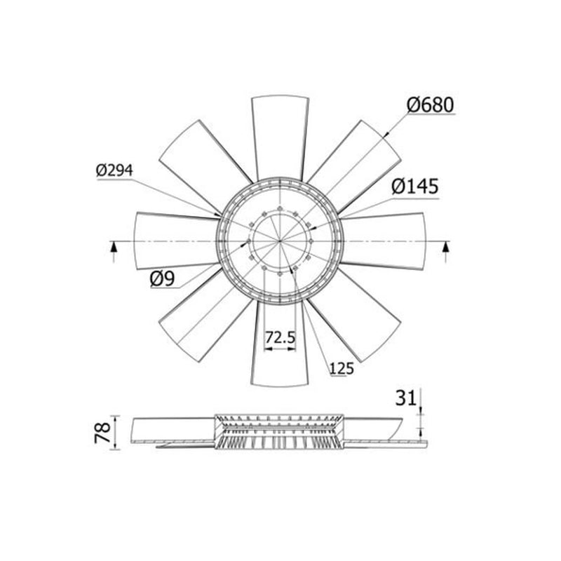 Mahle Radiator Cooling Fan Blade CFW 7 000S