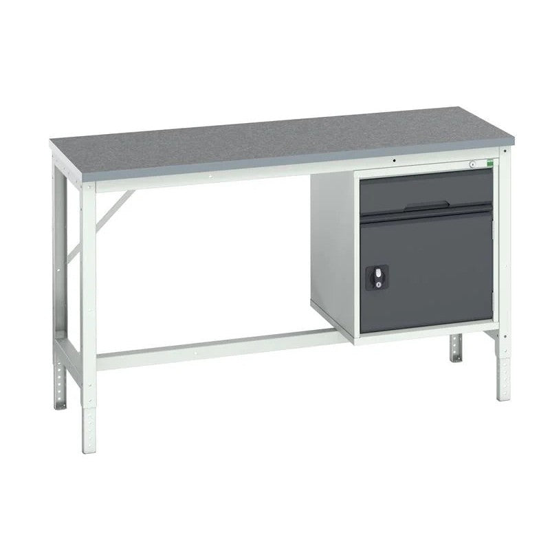Bott Verso Bench with Cupboard + Drawer, Lino Top 1500 x 600mm - Q16921667.19