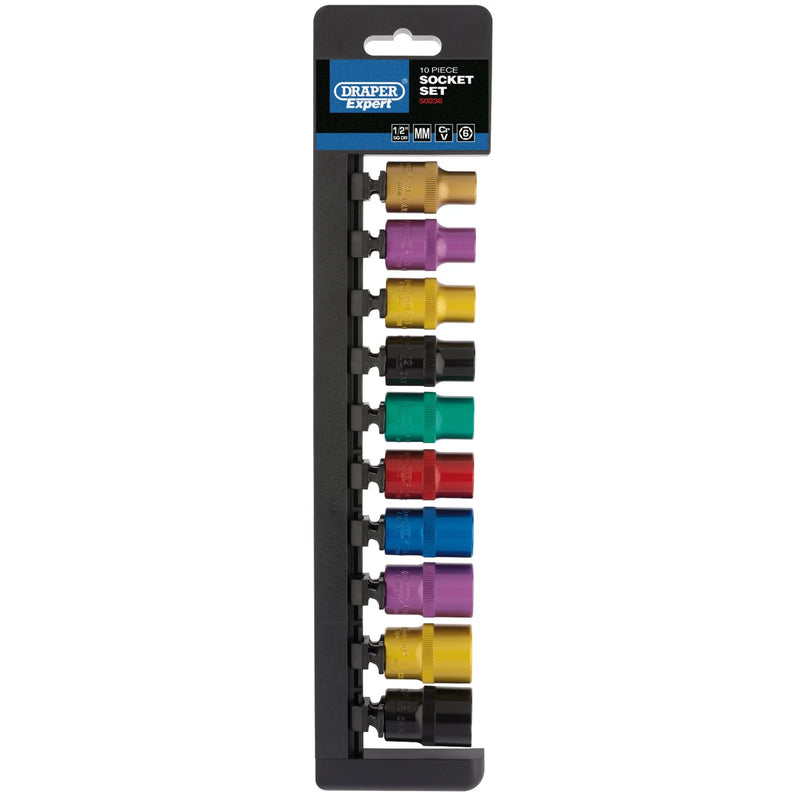 Draper Expert Socket Set, Metric Coloured, 10 Piece