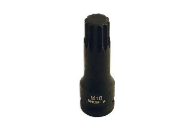 Laser Tools Spline Socket Bit 1/2"D M18 - PL
