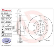 Brembo 2 x Internally Vented Front Brake Discs 09.E949.11