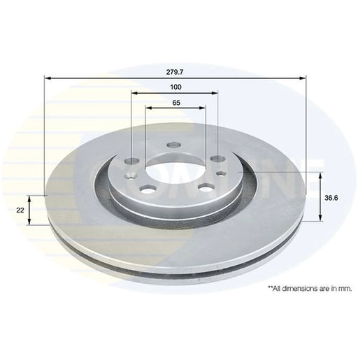Comline 2 x Internally Vented Front Brake Discs ADC1408V