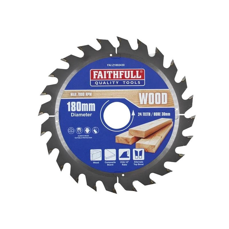 Faithfull TCT Circular Saw Blade 180 x 24T POS 16-30mm