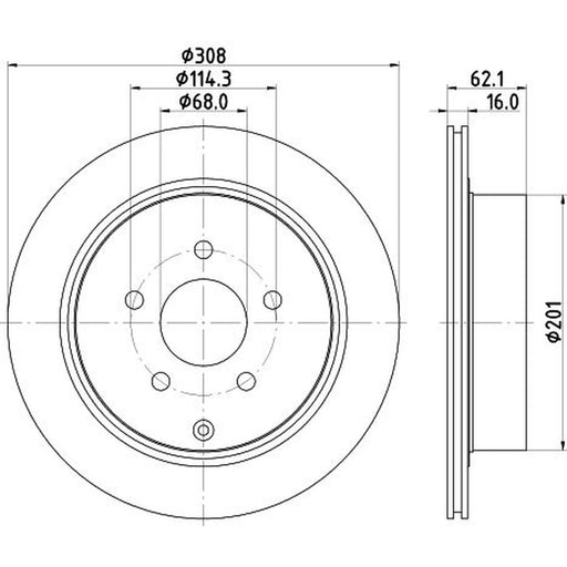 DON 2 x Internally Vented Rear Brake Discs PCD12842
