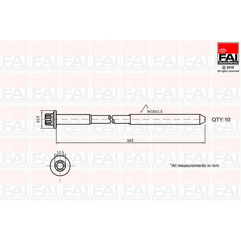 FAI Cylinder Head Bolt Set M10 x 1.5 B1465