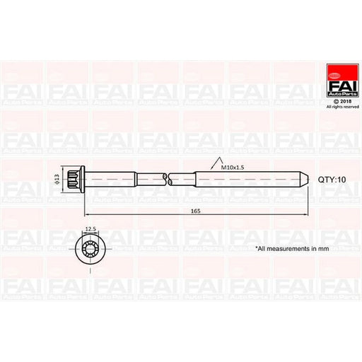 FAI Cylinder Head Bolt Set M10 x 1.5 B1465