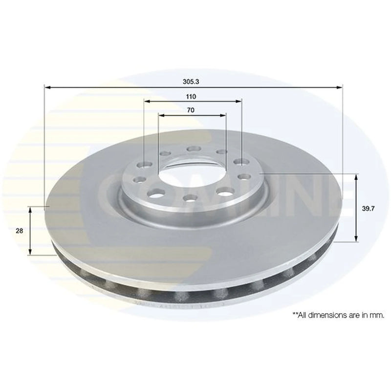 Comline 2 x Front Brake Discs ADC1828V