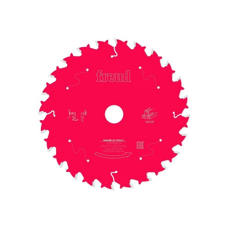 Freud Wood Circular Saw Blade 165 x 20 x 1.7/1.3mm x 24T - F03FS09686