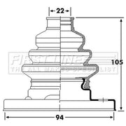 First Line Drive Shaft Bellow Kit Rear Left FCB6238