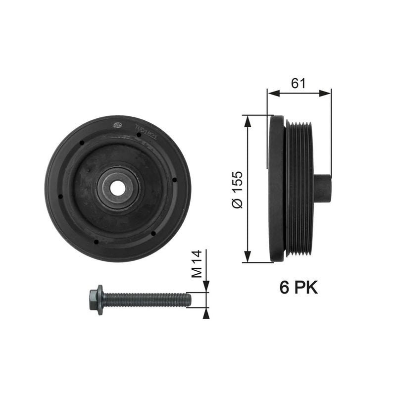 Gates Crank Shaft Belt Pulley TVD1021A