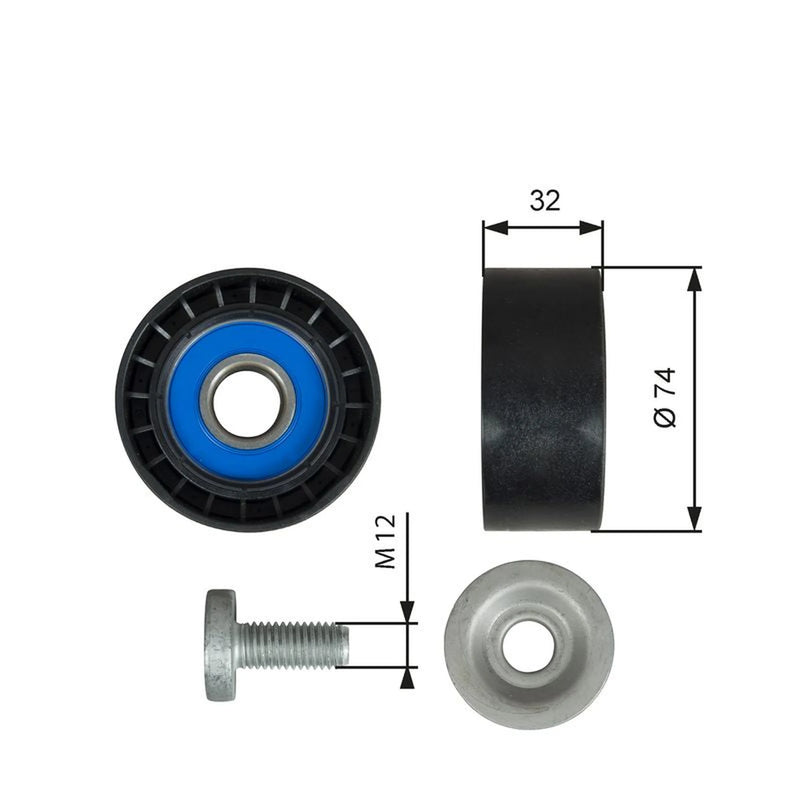 Gates V-Ribbed Belt Deflection/Guide Pulley Left T36527