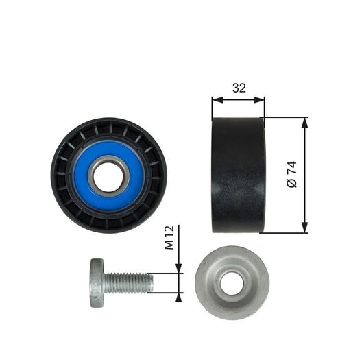 Gates V-Ribbed Belt Deflection/Guide Pulley Left T36527