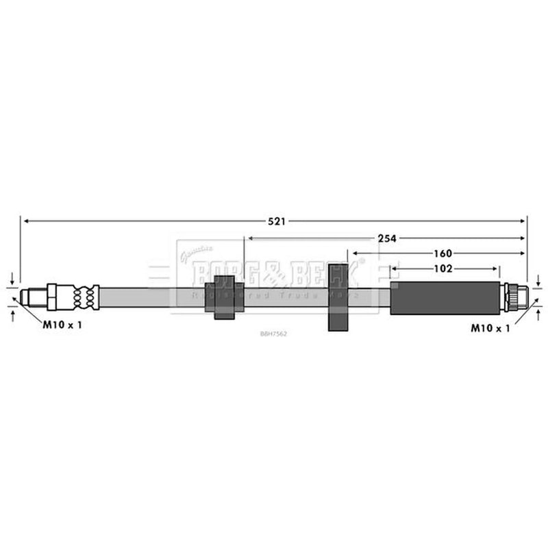 Borg & Beck Brake Hydraulic Hose Line Front Left BBH7562