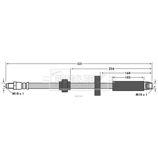 Borg & Beck Brake Hydraulic Hose Line Front Left BBH7562