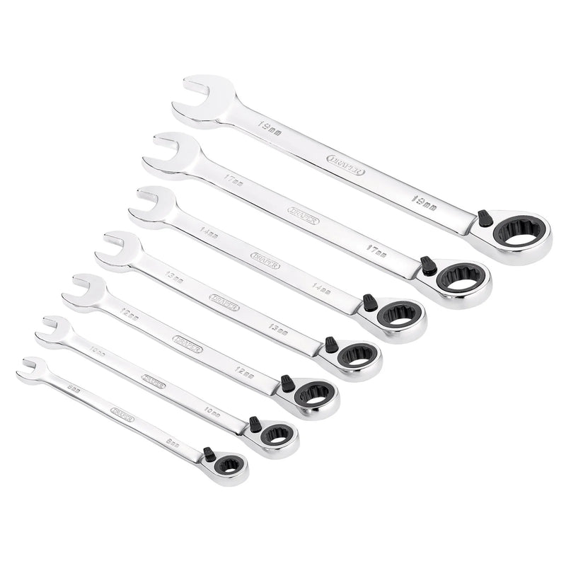 Draper HI-TORQ® Metric Reversible Ratcheting Spanner Set 7 Piece